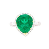 5.12 Carat Pear Cut Colombian Emerald Ring with Baguette Diamond Sides in 18K Gold