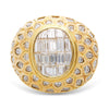 5.20 Carat Baguette Marquise Cut Diamond 18K Yellow Gold Cluster Dome Mens Ring