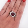 5.20 Carat Cushion Checkerboard Cut Pink Tourmaline & Diamond Ring in 18K White Gold