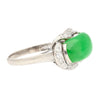 5.29 Carat Type A Jade & Diamond in Ornate Saddle-Top 18K White Gold Ring