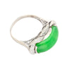 5.29 Carat Type A Jade & Diamond in Ornate Saddle-Top 18K White Gold Ring