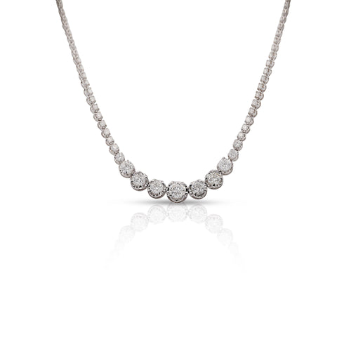 5.5 Carat Diamond White Gold Graduated Riviera Cupcake Tennis Necklace