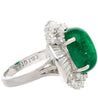 5.51 Carat Cabochon Cut Emerald & Diamond Platinum Ballerina Ring