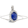 5.83ct Oval No-Heat Blue Sapphire Diamond Halo Platinum Necklace