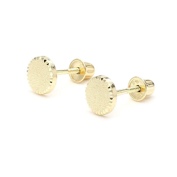 5mm Frosted Matte Round Screw Back 14K Gold Stud Earrings