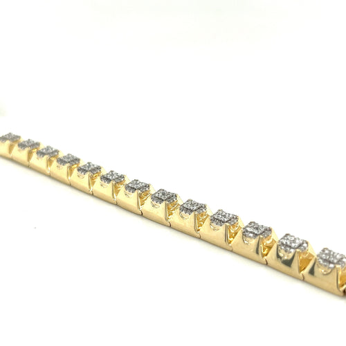 6 Carat TW 14K Solid Gold Men's Two Tone Square Shaped Diamond Link Bracelet