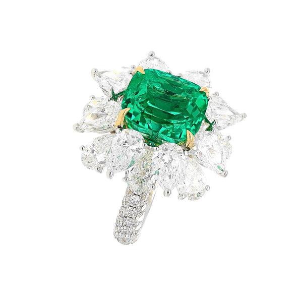 6.19 Carat No Oil Colombian Emerald Ring AGL Certified