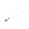 6.42 Carat Oval Emerald Drop & Diamond Halo Pendant Necklace