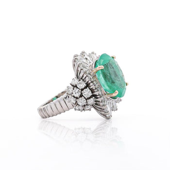 6.8 Carat Oval Cut Colombian Emerald and Diamond Platinum Ring – Assay Jewelers