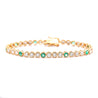 7 Carat Diamond and Emerald Bezel Set 14K Gold Tennis Bracelet