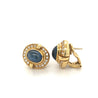 7 carat Cabochon Blue Sapphire Lever Back Stud Earrings in 18K Gold