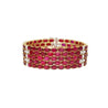72 Carat Oval Ruby 5-Row Multi Link Tennis Bracelet in 18K Gold