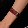 72 Carat Oval Ruby 5-Row Multi Link Tennis Bracelet in 18K Gold