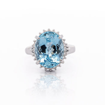 7.15 Carat Oval Aquamarine & Diamond Floral Filigree Platinum Ring – Assay Jewelers