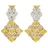 7.50ct Tricolor Diamond Drop Earrings in 18K White, Yellow, Rose Gold