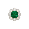 7.60 Carat Colombian Emerald GRS Certified Cushion Cut Diamond Ring