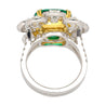 7.60 Carat Colombian Emerald GRS Certified Cushion Cut Minor Oil Diamond Ring