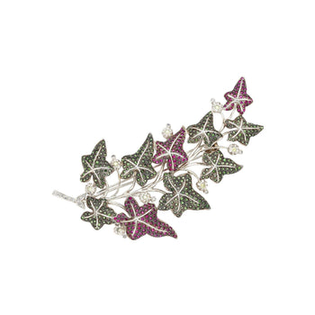 7.8 CTTW Green Tsavorite, Pink Sapphire and Diamond Leafy Vine Brooch – Assay Jewelers