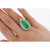 7.88 Carat Jade and Diamond Halo Ring in 18k White Gold