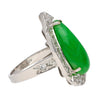 7.88 Carat Jade and Diamond Halo Ring in 18k White Gold