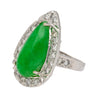 7.88 Carat Jade and Diamond Halo Ring in 18k White Gold