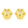 7mm 14K Gold Diamond Cut Hexagon Star Stud Earrings