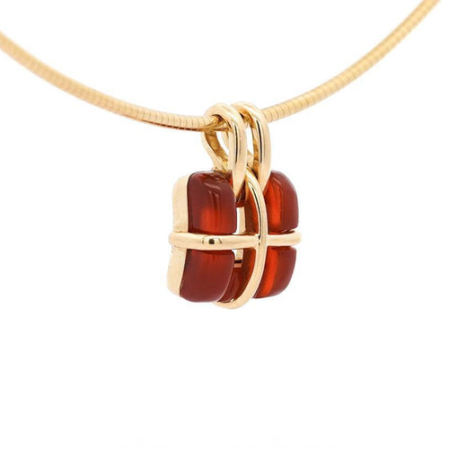 Tiffany & Co. Carnelian Pendant in 18K Gold Snake Chain Necklace