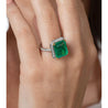 8 carat Russian Emerald in 18K White Gold Diamond Halo Ring