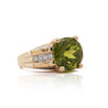 8.17 Carat Round Cut Peridot & Diamond 18K Gold Statement Ring