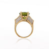 8.17 Carat Round Cut Peridot & Diamond 18K Gold Statement Ring