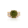 8.17 Carat Round Cut Peridot & Diamond 18K Gold Statement Ring