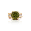 8.17 Carat Round Cut Peridot & Diamond 18K Gold Statement Ring