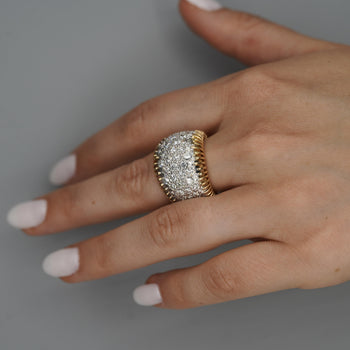 8.5 Carat Diamond Pave Set 18K Gold Vintage Dome Band Ring – Assay Jewelers
