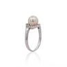 8.5mm White Pearl and Round Diamond Bypass Platinum Ring