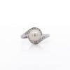 8.5mm White Pearl and Round Diamond Bypass Platinum Ring