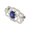 8.64 Carat AGL Certified Ceylon Cushion Cut Blue Sapphire and Diamond Brooch Pin