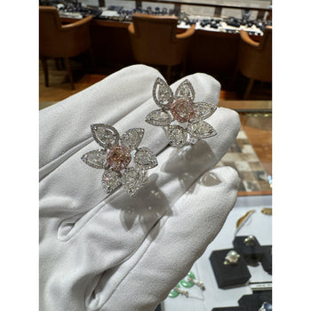 8.7 Carat Natural Pink Diamond & Diamond Floral Stud Earrings – Assay Jewelers
