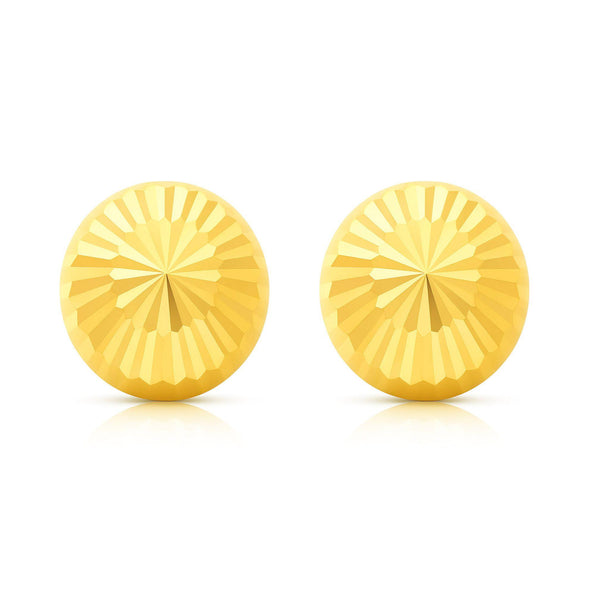 8mm Half Sphere Ball 14K Gold Diamond Cut Studs