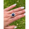 9 Carat No Heat Ceylon Blue Sapphire and Old Euro Cut Diamond Ring in 14K