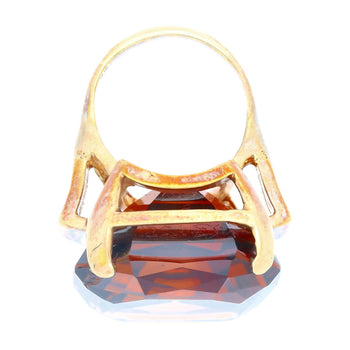 98.96 Carat Emerald Cut Citrine in 14K Yellow Gold Retro Ring – Assay Jewelers