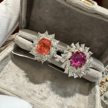 9.10 Carat Ceylon No Heat Padparadscha Pinkish Orange Sapphire and Diamond Ring – Assay Jewelers