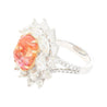 9.10 Carat Ceylon No Heat Padparadscha Pinkish Orange Sapphire and Diamond Ring