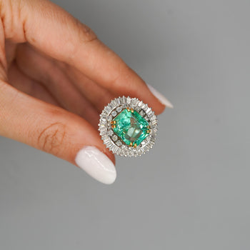 9.17 Carat Octagon Colombia Emerald & Diamond Palladium Ballerina Ring – Assay Jewelers