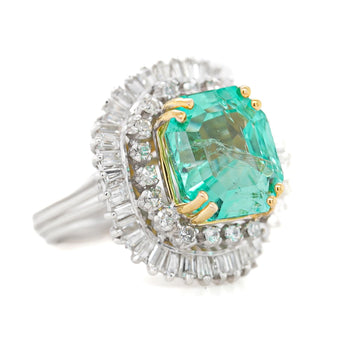 9.17 Carat Octagon Colombia Emerald & Diamond Palladium Ballerina Ring – Assay Jewelers
