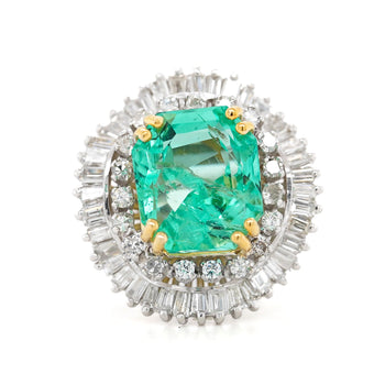 9.17 Carat Octagon Colombia Emerald & Diamond Palladium Ballerina Ring – Assay Jewelers