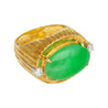 9.40 Carat Type A Fei Cui Jadeite Jade and Diamond Ring in Textured 18K Gold