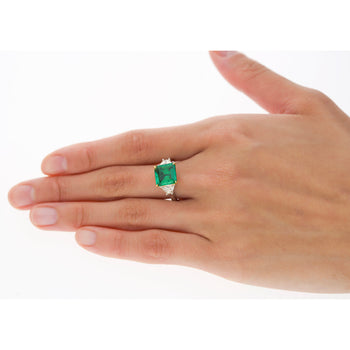 AGL Cert. 2.44 Carat No Oil Colombian Emerald & Trapezoid Diamond Ring – Assay Jewelers