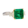 AGL Cert. 2.44 Carat No Oil Colombian Emerald & Trapezoid Diamond Ring