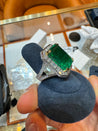 AGL Certified 15.78 Carat No Oil Emerald and Half Moon Cut Diamond Ring