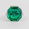 AGL Certified 17 Carat Octagonal Cut Minor Oil Colombian Emerald Ring